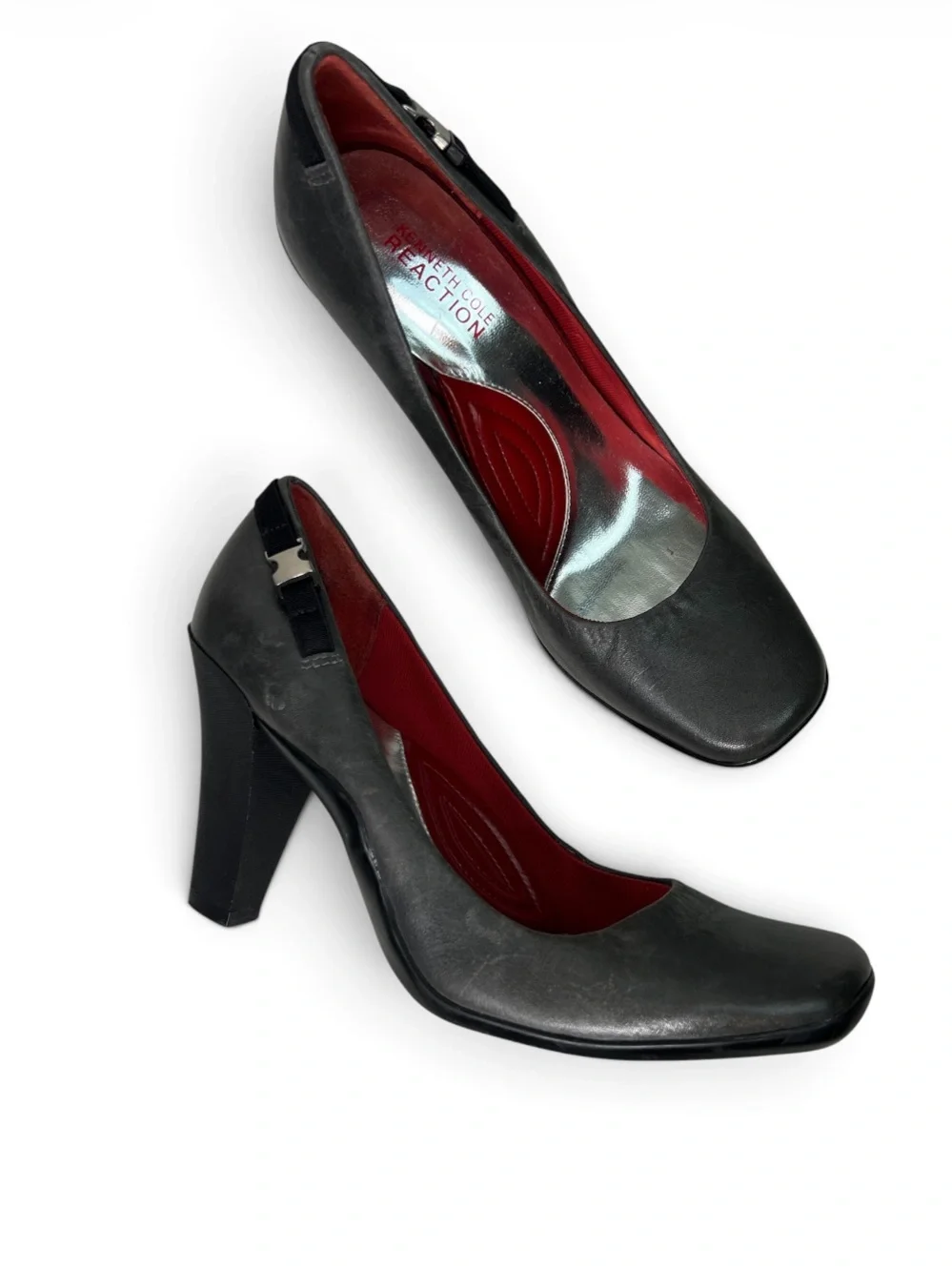 Kenneth Cole Reaction Hyperactive Black Leather Pumps Heels Size 7